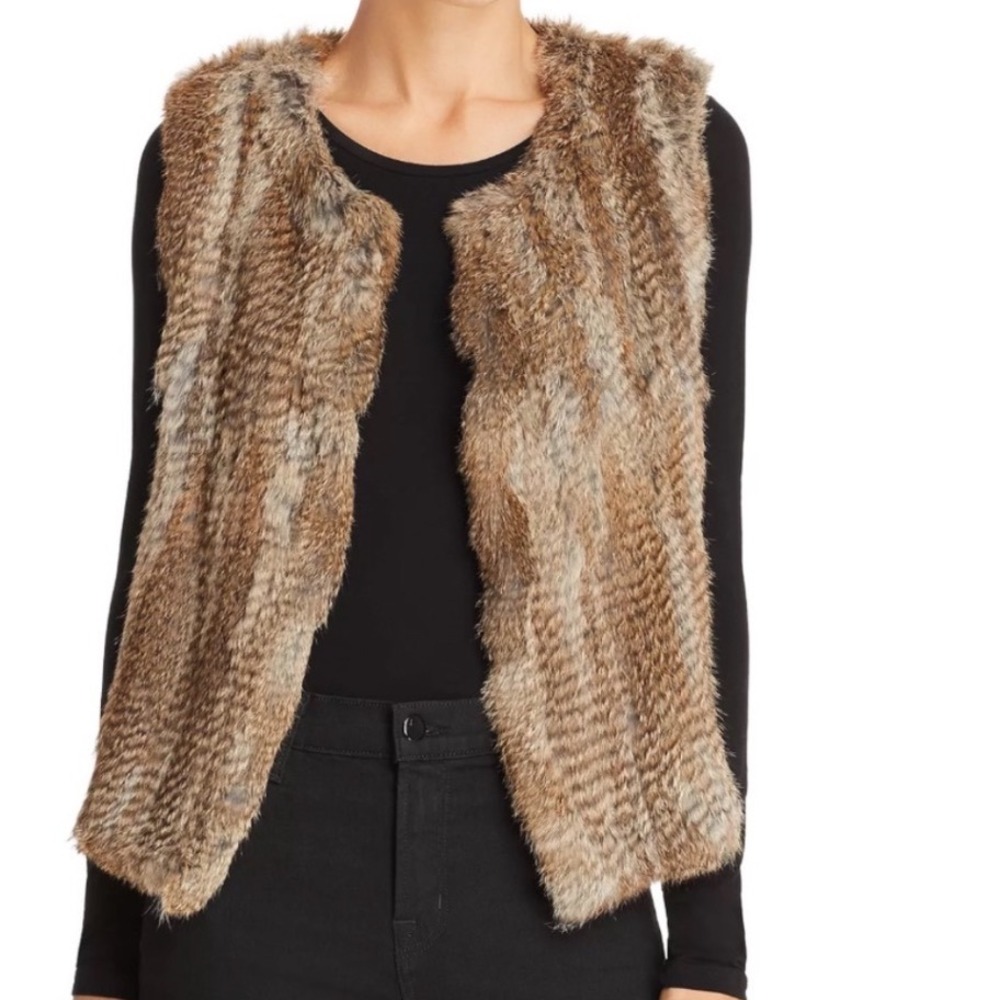 525‎ America Luxe Women's Real Rabbit Fur Vest Open Front Size M